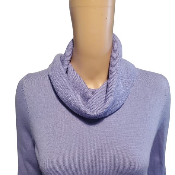 Talbots Size MP Medium Petite Light Purple 100% Merino Wool Turtleneck Sweater - Picture 2 of 9